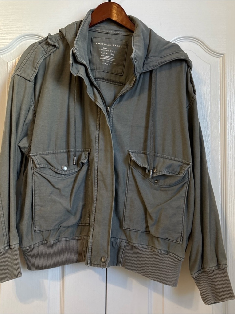 American Eagle Outfitters womens Hooded Field Jacket in Olive
